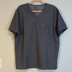 Figs Technical Collection Large Graphite Grey Double Pocket Scrub Top